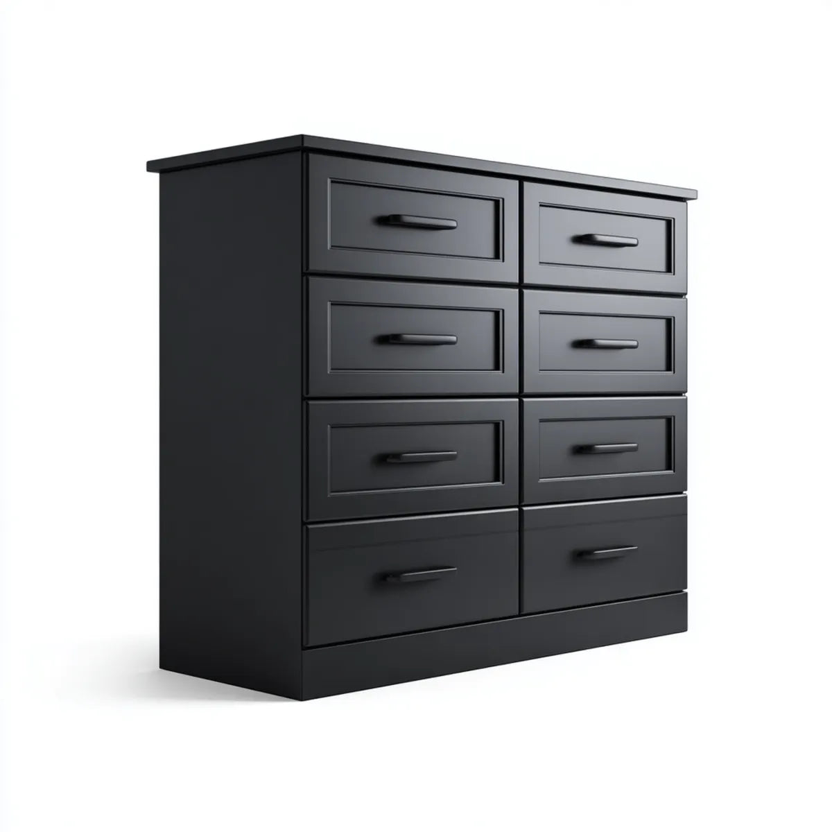 Komoda, Konmode 8 czarnych szuflady w prostokątnych panelach MDF 120 x 40 x 100 cm
