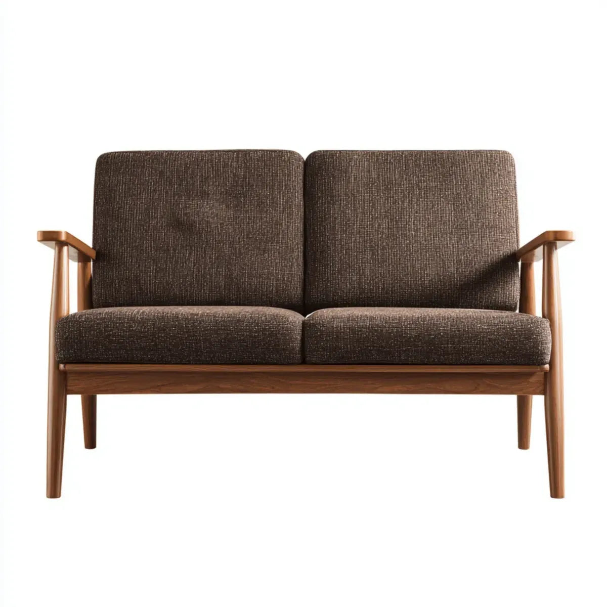 Sofa, 2 brązowa sofa w poliestrze i hevea stała prostokątna 120 x 75 x 78 cm