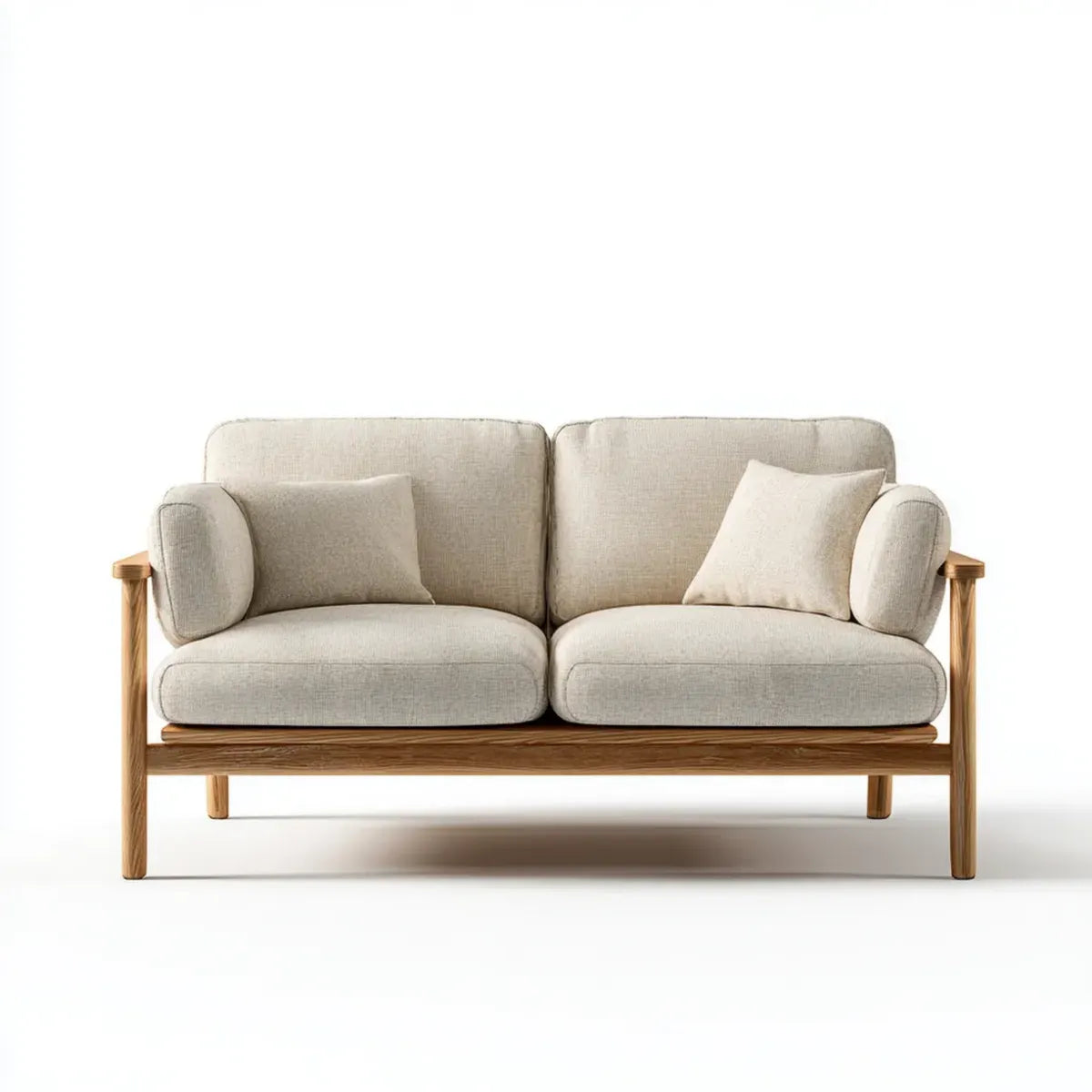 Sofa, Podwójna sofa w poliestrze z ramą w hevea lity kształt prosty 150 x 80 x 78 cm