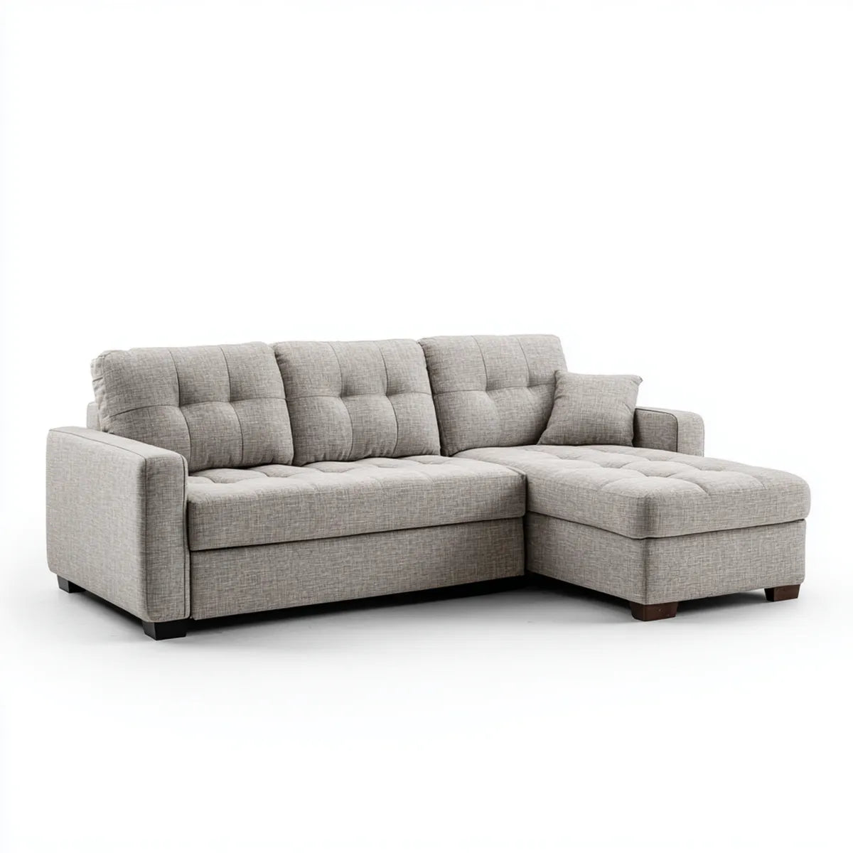 Sofa, 3 fotela poliestrowa szara sofa z kątem prostym 230 x 150 x 88 cm
