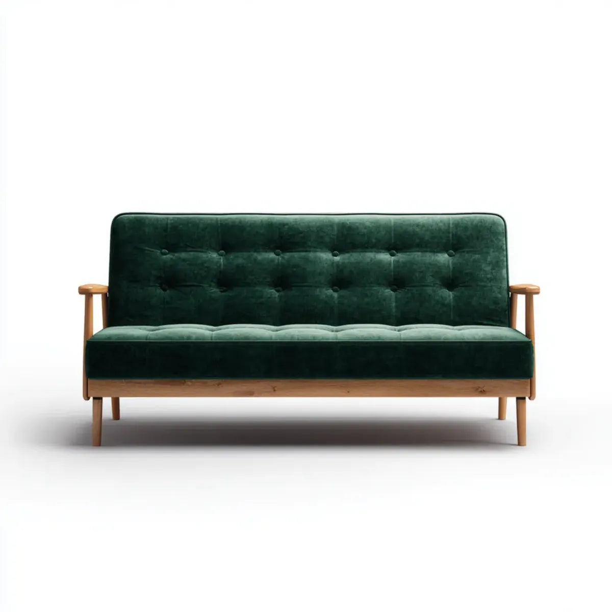 Sofa, 2-kanapa fotelik zielony 140 x 75 x 85 cm poliester- aksamit gumowy drzewo lite drewno prostokątne