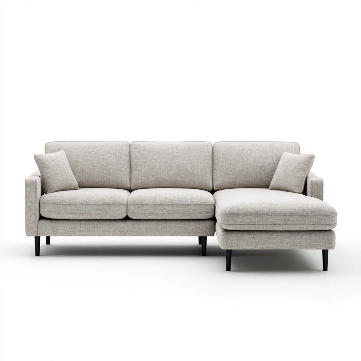 Sofa, 4 fotela poliestrowa beżowa sofa z szezlongiem 260 x 160 x 85 cm