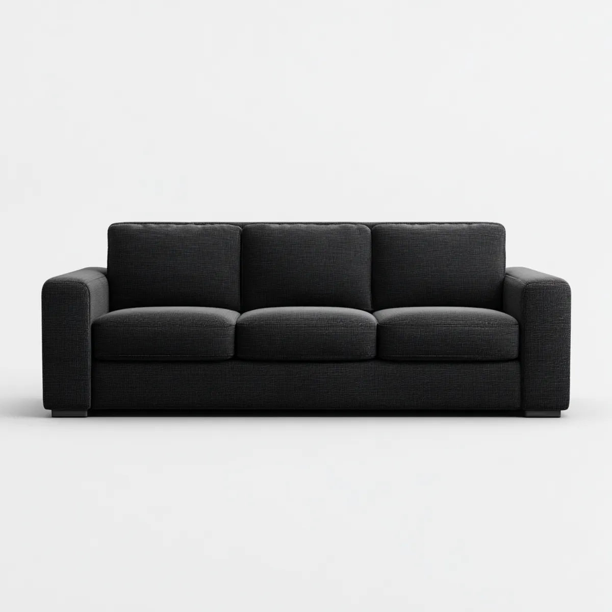 Sofa, 3 fotela prosta sofa czarna 210 x 90 x 85 cm w prostokątnym kształcie poliestru