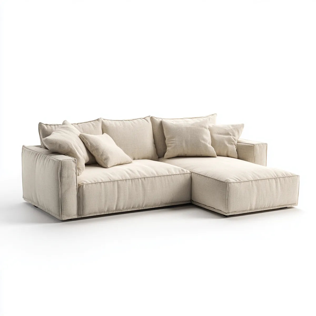 Sofa, 3 fotela poliestrowa beżowa sofa z kątem prostym 260 x 170 x 85 cm