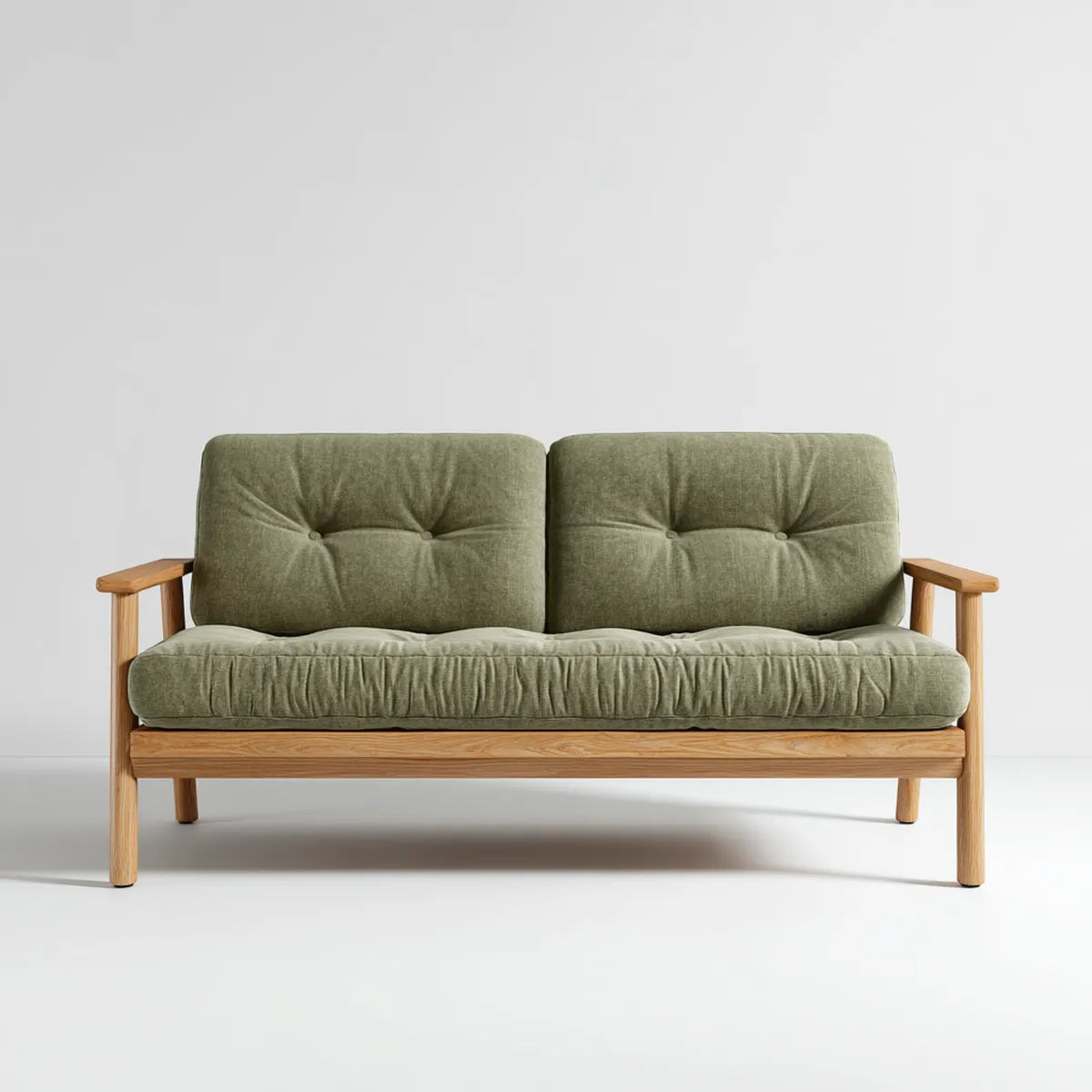 Sofa, 2 fotela w poliestrowej aksamitnej zielonej oliwie z dębu o strukturze 130 x 75 x 78 cm