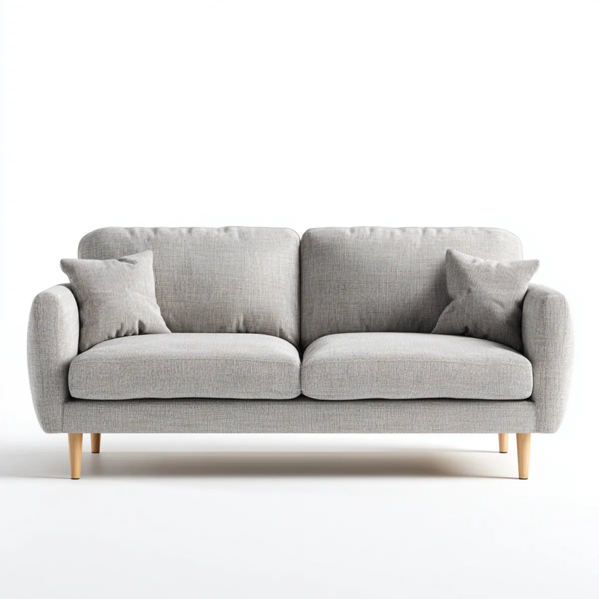 Sofa, 2 fotela sofa jasnoszara 180 x 86 x 85 cm poliester z litymi nogami z drewna