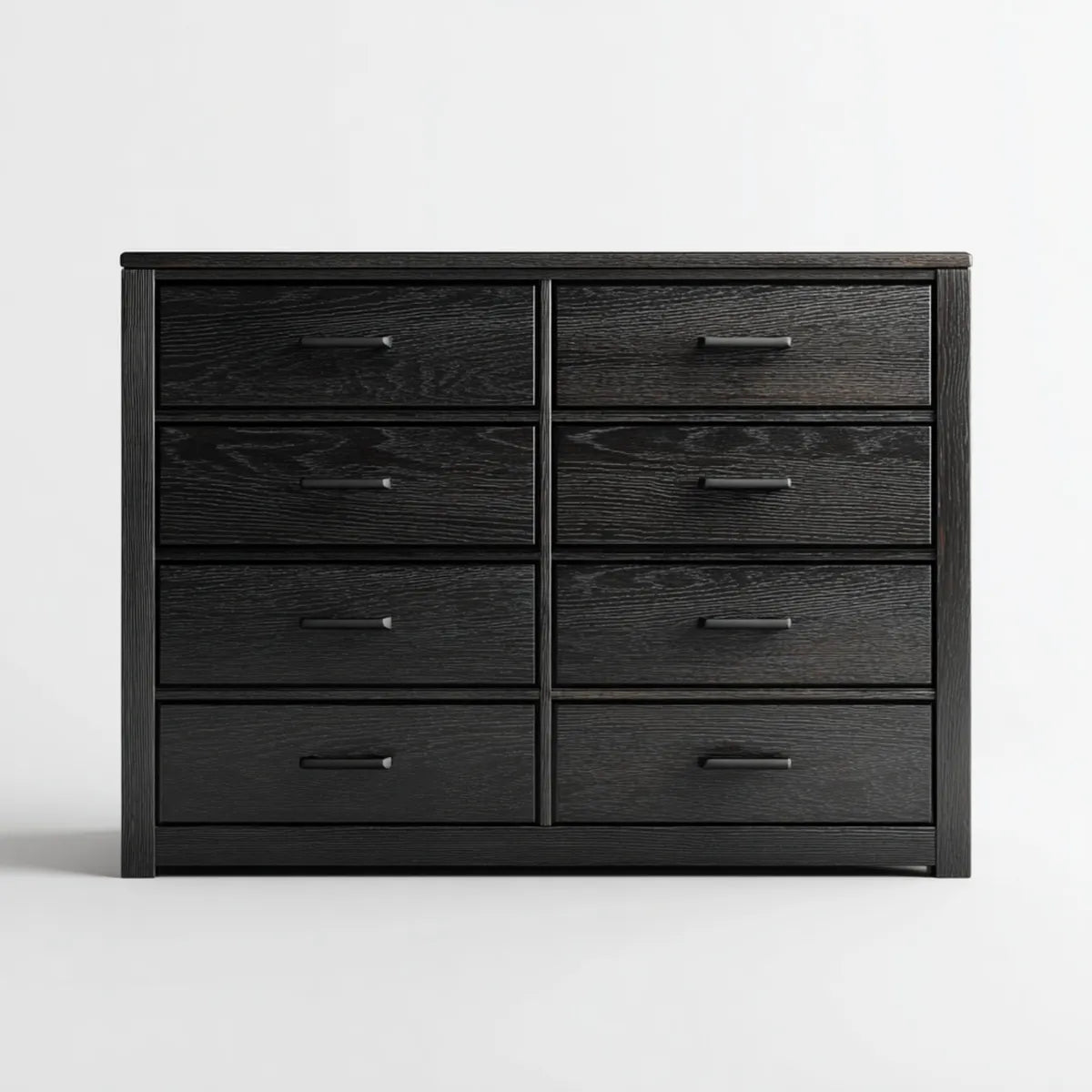 Komoda, Konmode 8 szuflad czarny 160 x 40 x 80 cm w prostokątnych panelach MDF