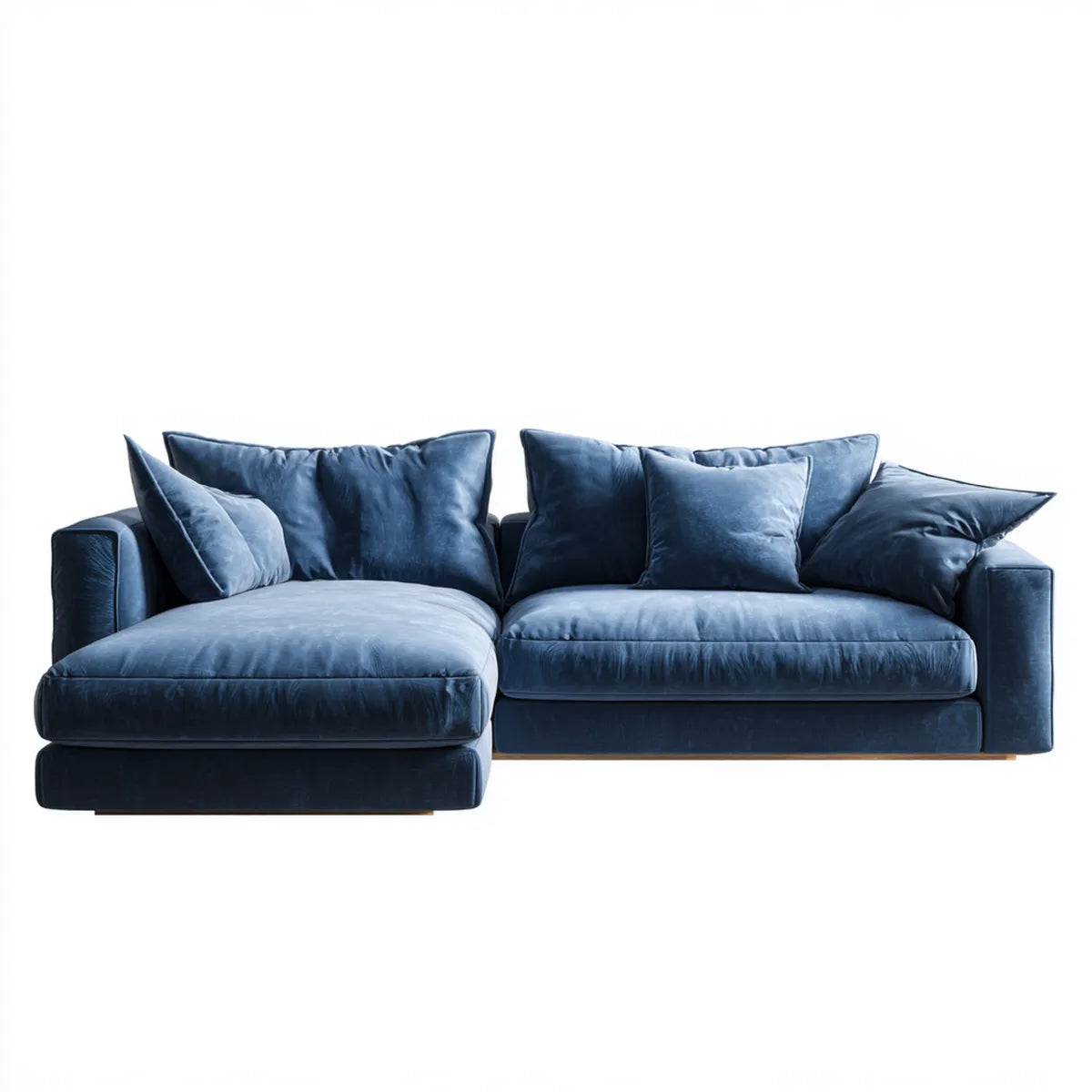 Sofa, Kanapa narożna z lewym ottomanem granatowy 280 x 160 x 85 cm poliestrowy aksamit kształt litery L