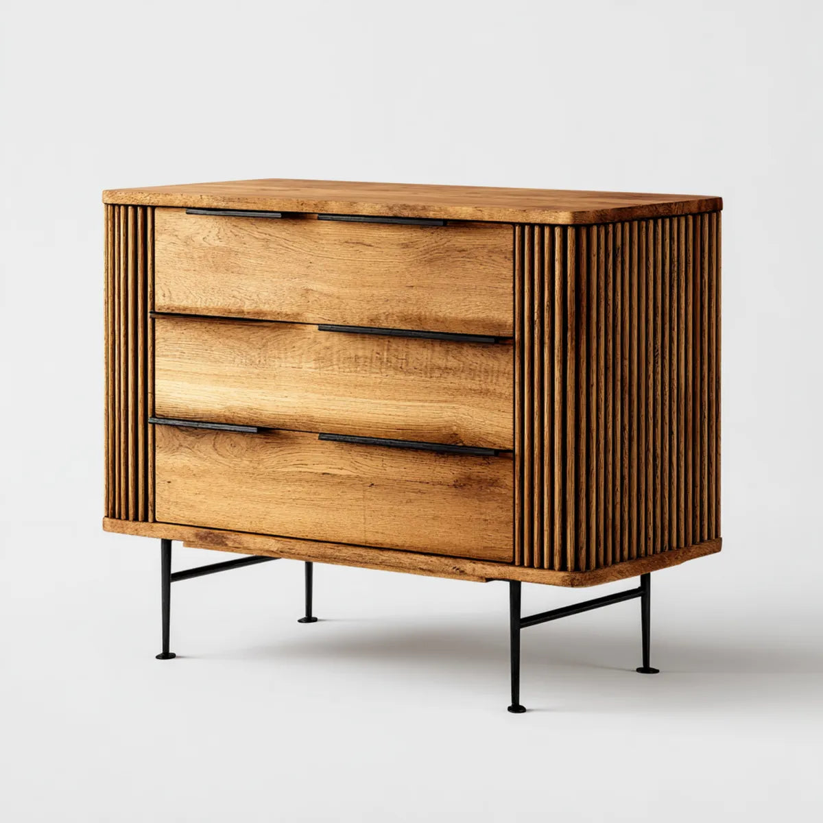 Komoda, 3 szuflady brązowe w litym drewnie mango 90 x 40 x 80 cm prostokątne