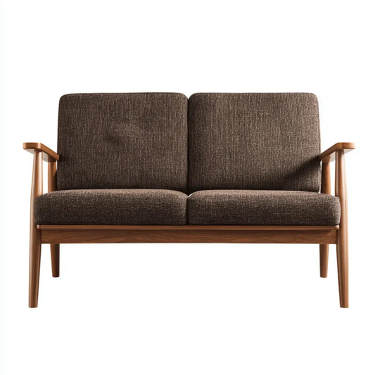 Sofa, 2 brązowa sofa w poliestrze i hevea stała prostokątna 120 x 75 x 78 cm