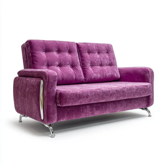 Sofa 2 fioletowy poliester aksamit prosty kształt 150 x 85 x 90 cm