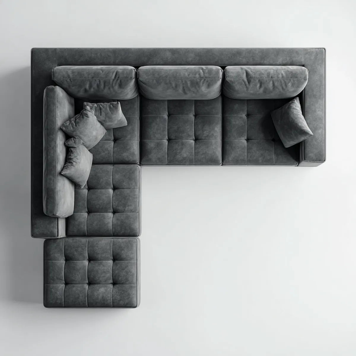 Sofa narożna 4 ciemnoszary poliester aksamit z szezlongiem 300 x 220 x 85 cm