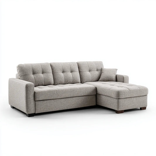 Sofa, 3 fotela poliestrowa szara sofa z kątem prostym 230 x 150 x 88 cm