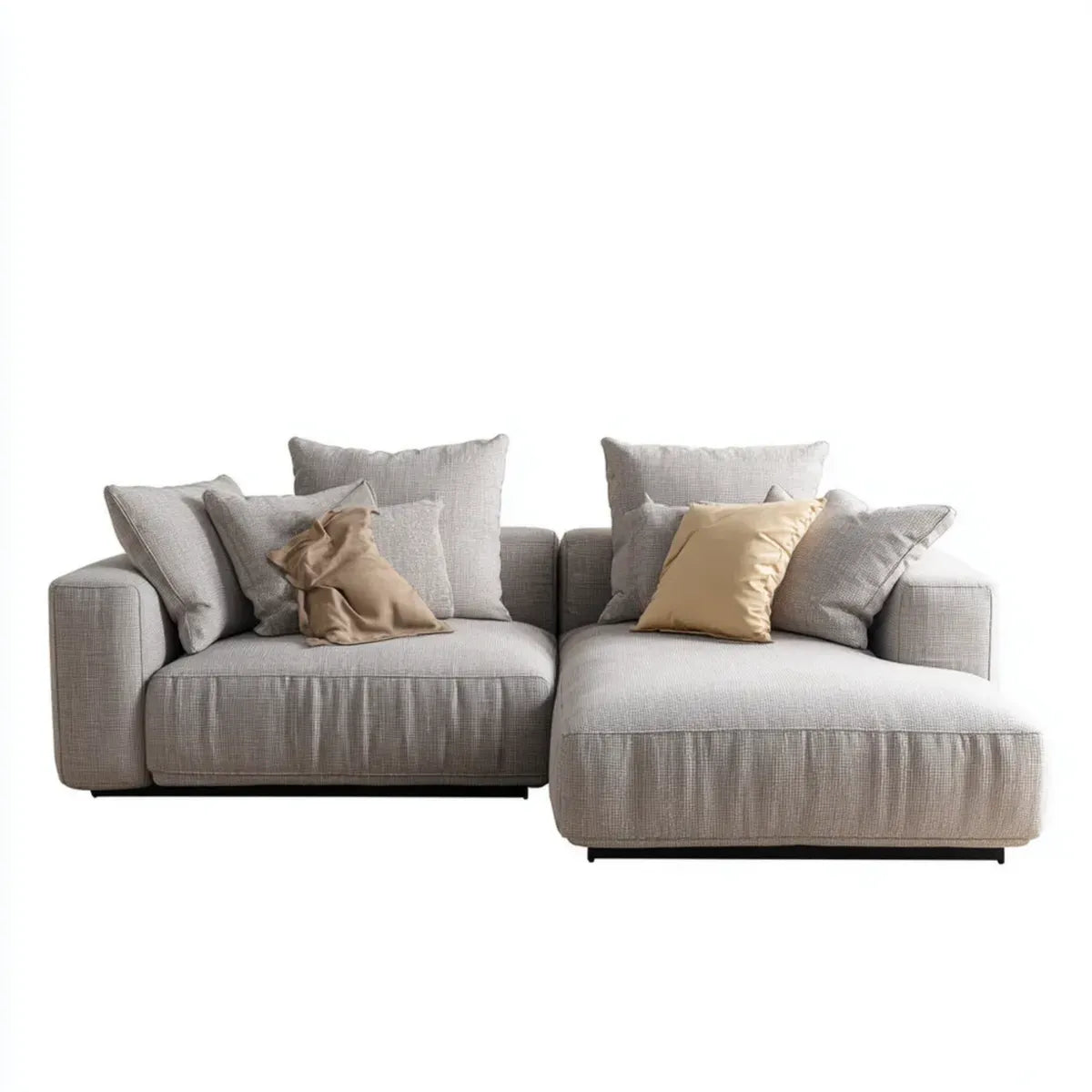 Sofa, 3 fotela z poliestrową sofą z prawej strony szezlong 290 x 170 x 85 cm