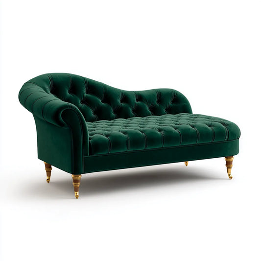 Sofa, Chesterfield 3-osobowa ciemnozielony w aksamicie poliestrowym 190 x 90 x 78 cm