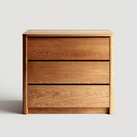 Komoda, Kommode 3 szuflady w naturalnym prostokątnym dębie stałym 80 x 45 x 80 cm