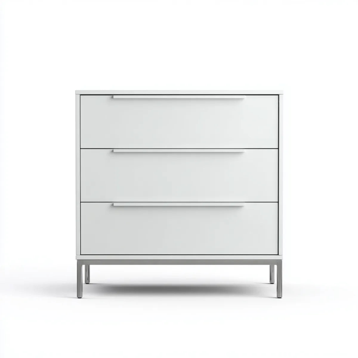 Komoda, 3 szuflady białe prostokątne 80 x 40 x 90 cm w panelach MDF i stali