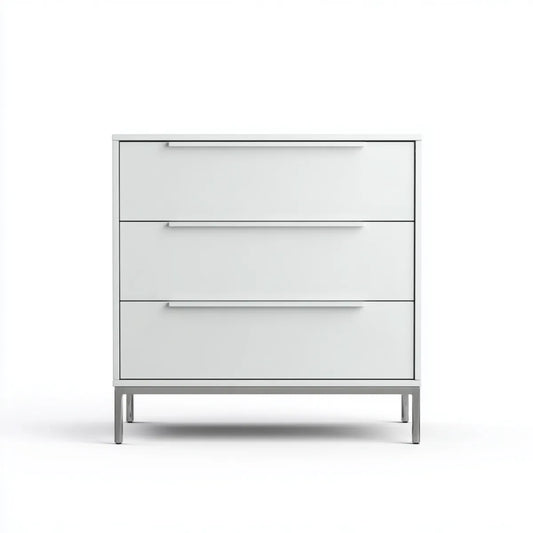 Komoda, 3 szuflady białe prostokątne 80 x 40 x 90 cm w panelach MDF i stali