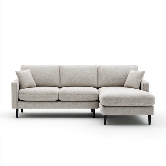 Sofa, 4 fotela poliestrowa beżowa sofa z szezlongiem 260 x 160 x 85 cm