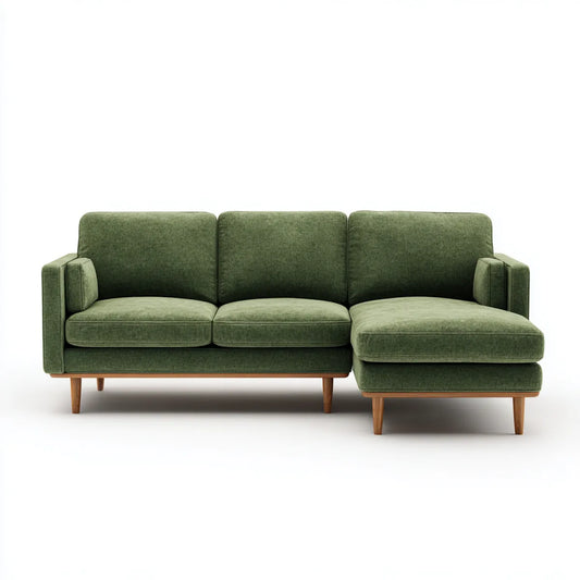 Sofa, 3 fotela zielona sofa 240 x 160 x 85 cm w kształcie aksamitu poliestrowego L