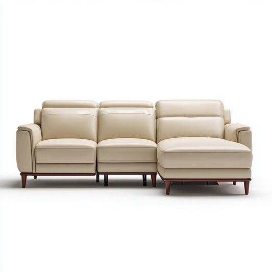 Sofa, 3-osobowa relaksująca narożna kanapa w skórzanej obudowie z meridianem 280 x 165 x 100 cm