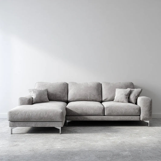 Sofa, 3 szara sofa mikrofibry z lewym narożnikiem 280 x 160 x 85 cm