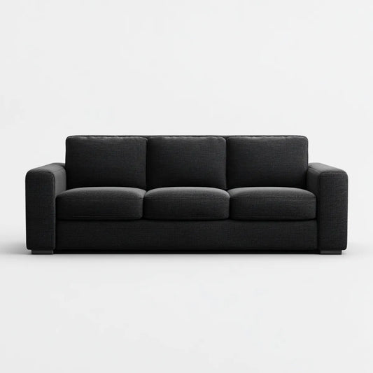 Sofa, 3 fotela prosta sofa czarna 210 x 90 x 85 cm w prostokątnym kształcie poliestru