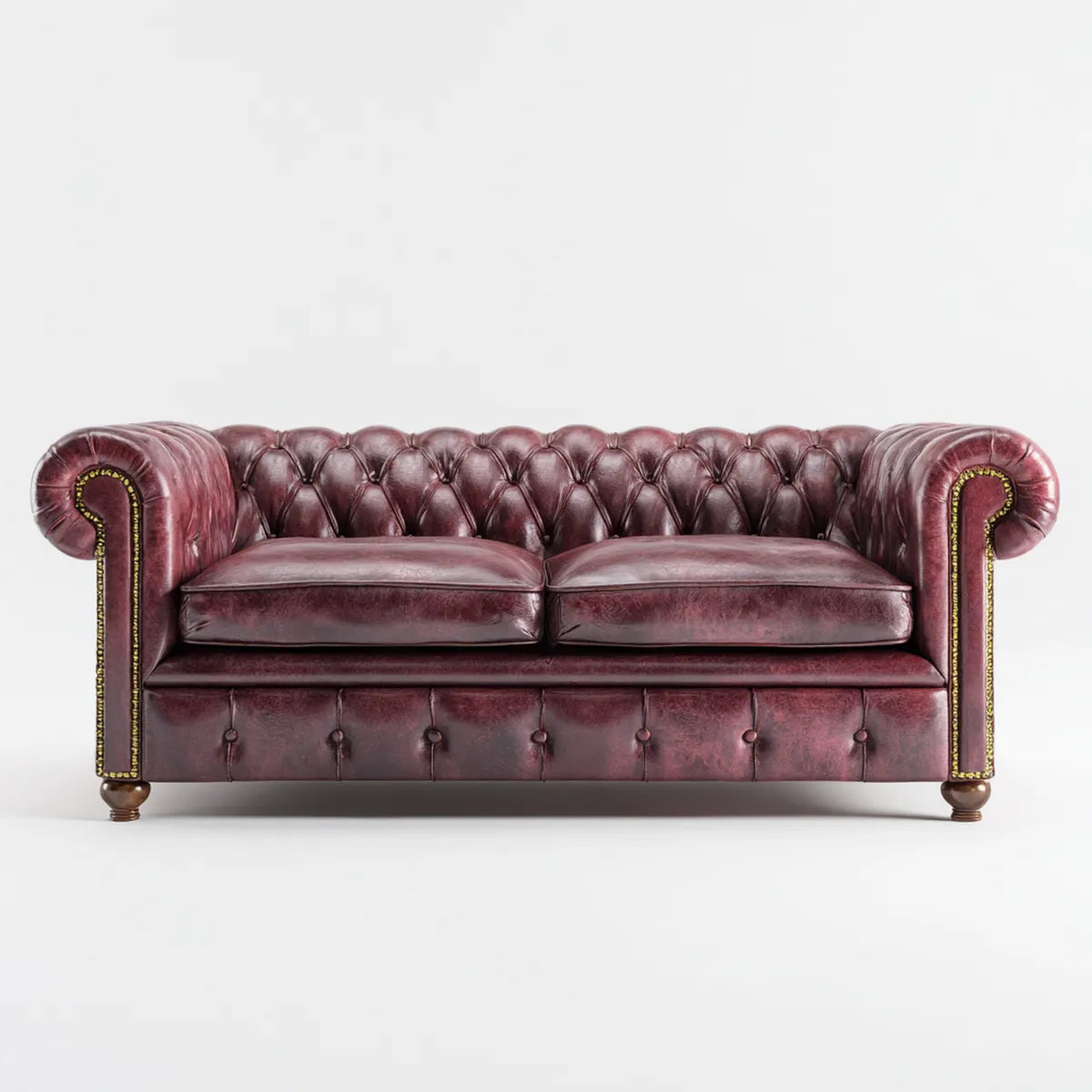 Sofa, Chesterfield 2 fotela skórzana bordeaux PU 178 x 90 x 78 cm