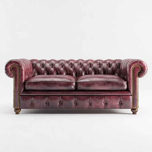 Sofa, Chesterfield 2 fotela skórzana bordeaux PU 178 x 90 x 78 cm
