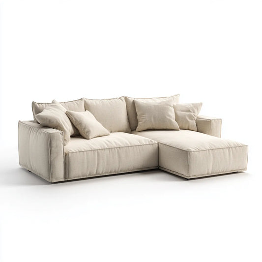 Sofa, 3 fotela poliestrowa beżowa sofa z kątem prostym 260 x 170 x 85 cm