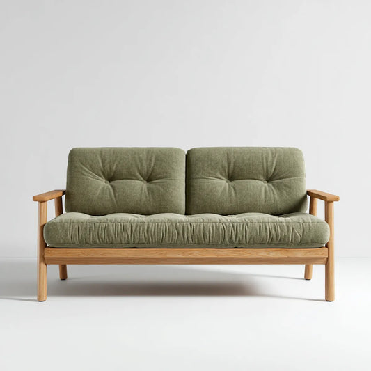 Sofa, 2 fotela w poliestrowej aksamitnej zielonej oliwie z dębu o strukturze 130 x 75 x 78 cm