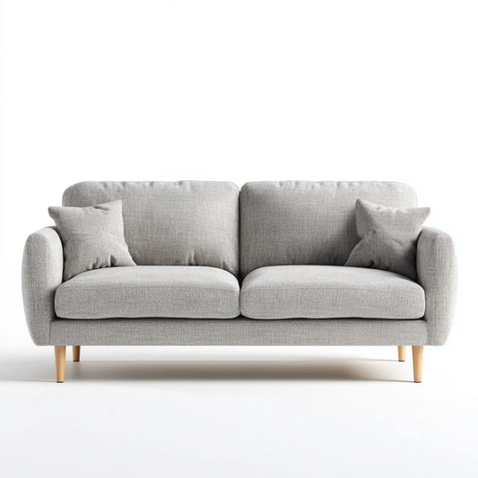 Sofa, 2 fotela sofa jasnoszara 180 x 86 x 85 cm poliester z litymi nogami z drewna