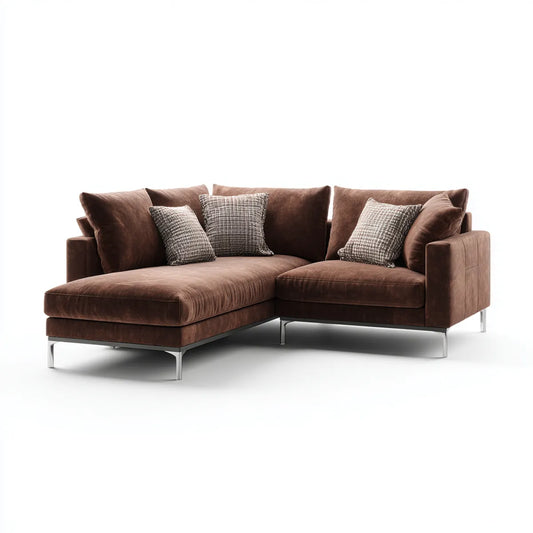 Sofa, 3 brązowa, poliestrowa, aksamitna sofa ze stalową nogą 280 x 160 x 85 cm