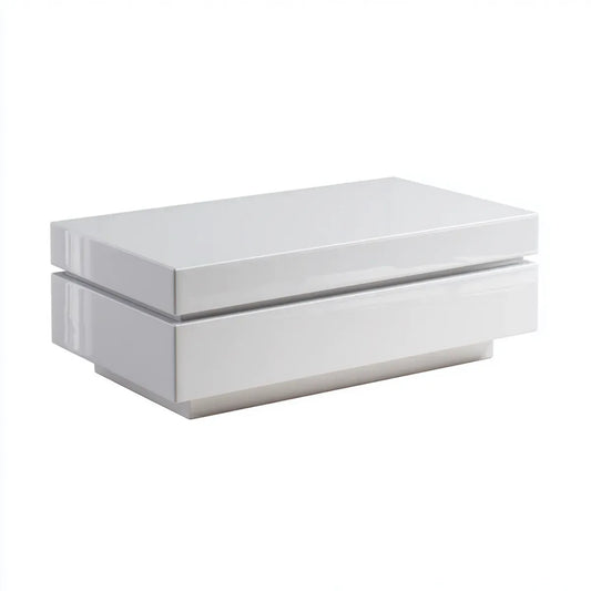 Stolik kawowy, Prostokątny błyszczący biały stolik do kawy w MDF 100 x 60 x 35 cm