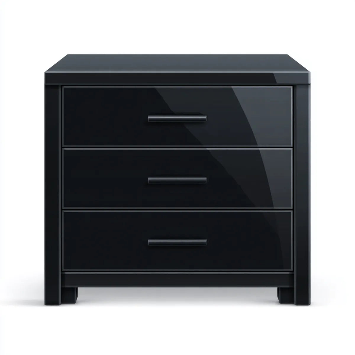 Komoda, 3 szuflady szafa czarny błyszczący prostokątna w panelach MDF 80 x 40 x 80 cm