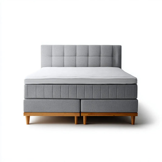 Łóżko z pojemnikiem, Boks Spring bed szary 180 x 200 cm poliester prostokątny