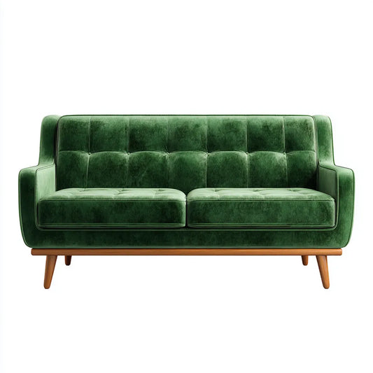 Sofa, 2-kanapa fotela zielony 160 x 85 x 85 cm z poliestrowym aksamitnym pokrywą i drewniane nogi