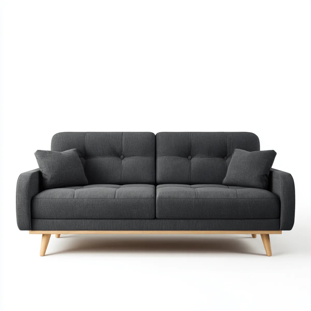 Sofa, 2 fotela szara antracyt 180 x 85 x 88 cm poliester z litymi nogami bukowymi